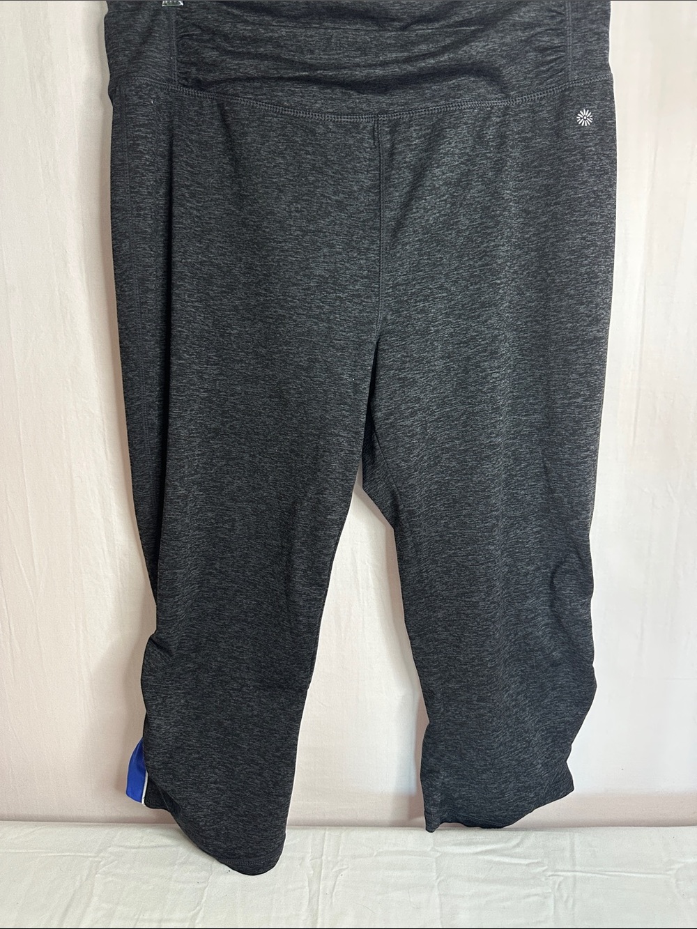 Tangerine Charcoal Heather Capri Leggings with Blue See Through Inserts
